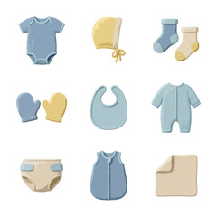 Baby clothing assortment bodysuits socks mittens and accessories