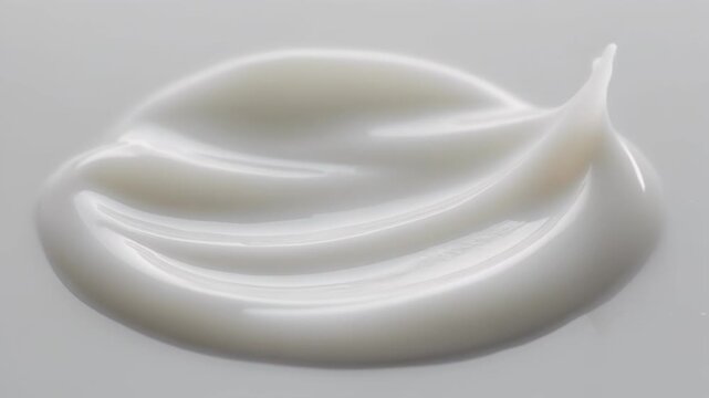 Moisturising creme swatch motion with spatula. Skin care light creamy cosmetic beauty product smudge closeup video. White cream texture footage. Skincare cosmetics sunscreen lotion mousse close up