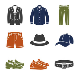 Clothing collection assortment on black background