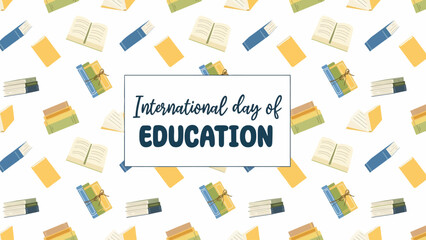 Fototapeta premium International Day of Education repeating pattern with colorful books on a clean background