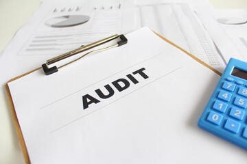 Audit text on documentation for audit or inspection work, with data and charts. Free space for inserting quote. Education, Business, Finance, Audit,  Quality Management System and Budget improvement