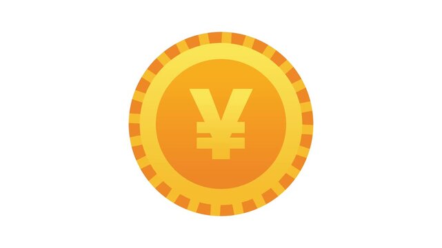 Gold Japanese Yen or Chinese Yuan Currency Coin with Symbol Rotating Isolated on a White Background for Financial Concepts Business Investment Banking Wealth and Monetary Exchange Motion