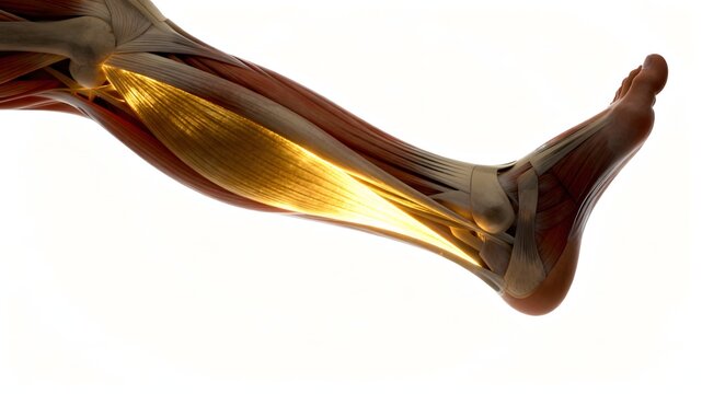Gastrocnemius visualization showing ankle plantar flexion muscle for walking and running biomechanics.