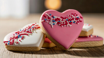 Simple heart cookies with sprinkles – symbol of joyful romance and playful love