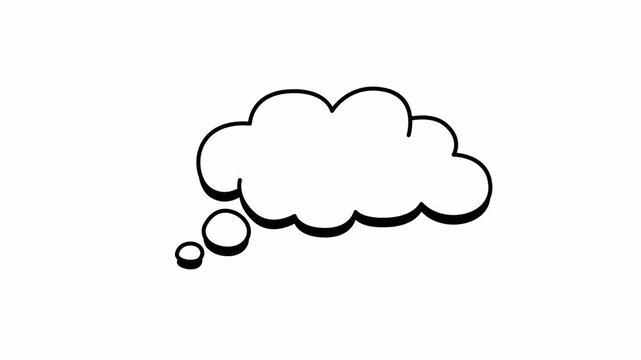 Thinking Cartoon Cloud Large Floating Idea Bubble animated with alpha channel transparent background video 4K