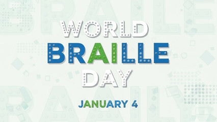 World braille day january 4 awareness campaign logo with colorful text