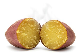 yaki imo roasted sweet potato split