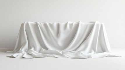 White Draped Fabric Minimalist Product Display Background