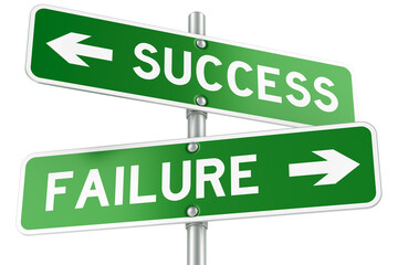 Success or Failure. Opposite traffic sign, transparent background