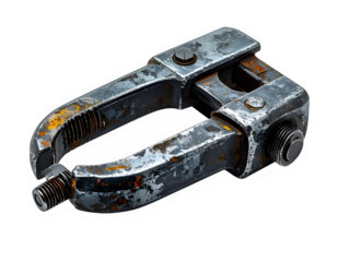 Rusty Metal C Clamp Tool Close Up.