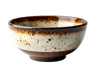 Rustic ceramic bowl with speckled glaze.