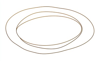 Oval-shaped line art of stacked rings with perspective on a white background