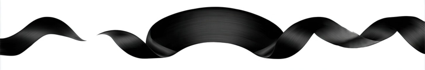 Wavy black ribbon against a white background