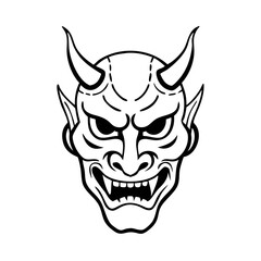 Obraz premium Demon mask, tattoo japanese culture. Mask oni on a white background. Art. Print 