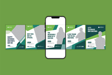 Clean and Modern Doctors Day Carousel Template for Social Media Promotion