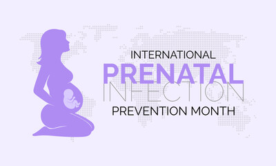 Prenatal Infection prevention month is observed every year in February. Minimal healthcare awareness illustration showing a mother and infant connected through protective care. Banner poster, flyer.