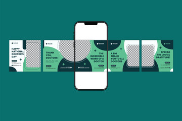 Editable Doctors Day Instagram and LinkedIn Carousel Post Design Template