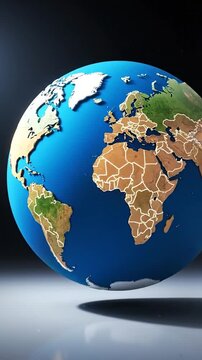 Global map with luminous borders and varied colored continents