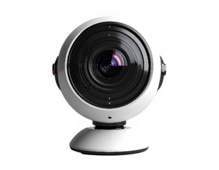 White spherical webcam camera on modern stand.
