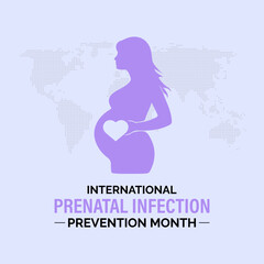 Fototapeta premium Prenatal Infection prevention month is observed every year in February. Minimal healthcare awareness illustration showing a mother and infant connected through protective care. Banner poster, flyer.