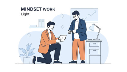 Business and Motivation Concept Illustrating Mindset Work and Team Collaboration