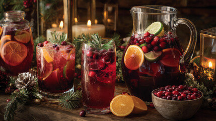 Festive Christmas Punch with Cranberries and Citrus