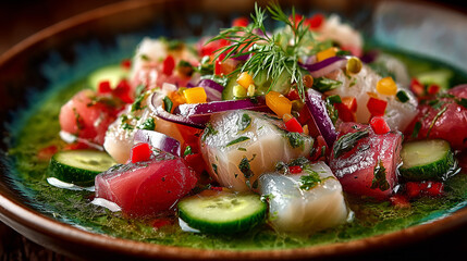 Classic Peruvian Ceviche Fresh Seafood Dish