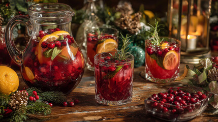 Festive Christmas Punch with Cranberries and Citrus