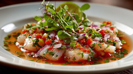 Classic Peruvian Ceviche Fresh Seafood Dish