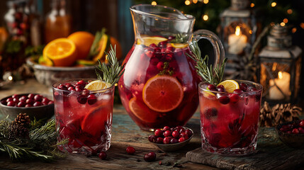 Festive Christmas Punch with Cranberries and Citrus