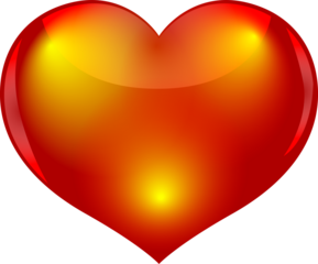 A vibrant red and yellow heart shape isolated on a black background