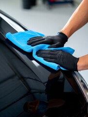 Hand Washing a Car with Microfiber Cloth - Detailing Close-up