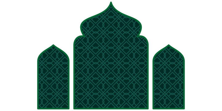 Elegant Islamic arch window set with intricate geometric pattern, perfect for Ramadan and Eid Mubarak greetings and backgrounds.