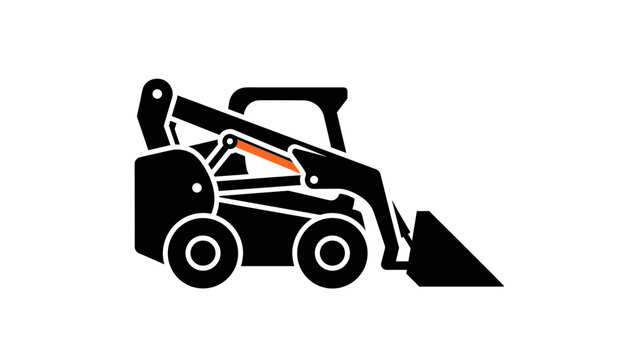 Black Silhouette of Skid Steer Loader.