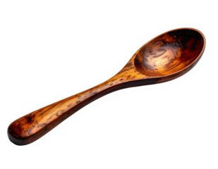 Hand carved wooden spoon showcasing natural wood grain.