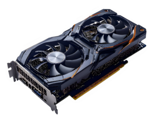 Modern PCIe Graphics Card with Dual Cooling Fans.