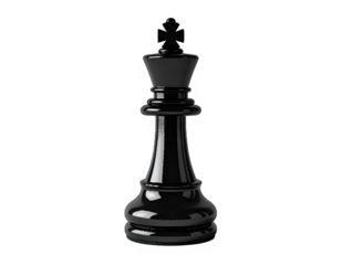 Black Chess King Piece on White Background.