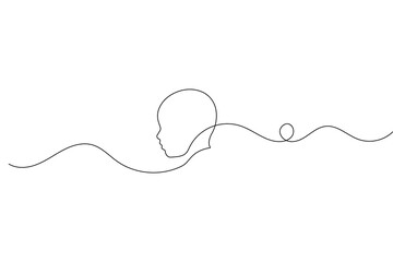 Sweet baby continuous one line drawing and minimalist style isolate outline vector illustration sketch