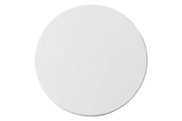 Blank white round paper coaster isolated with transparent background