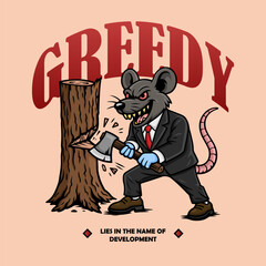 Greedy Rat Deforestation Illustration vector design