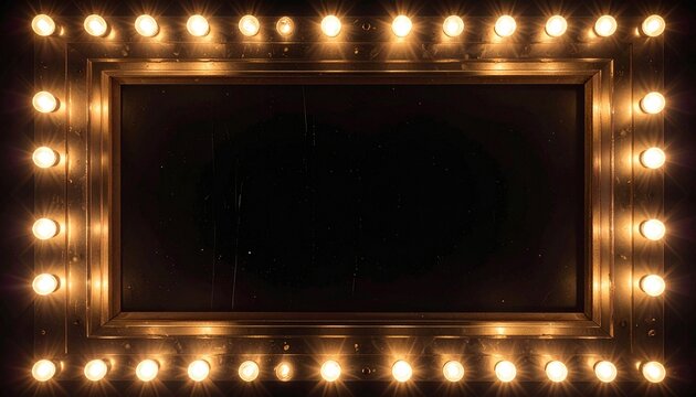 Illuminated vintage marquee frame with black background