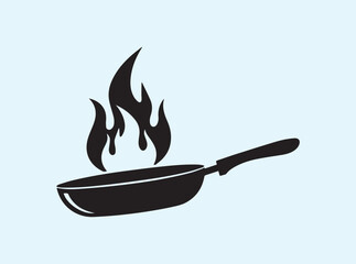 Cookware Frying Pan Silhouette Flat Design
