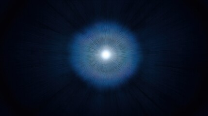 Obraz premium A bright light source shines in the middle of dark space. Lines and beams of light radiate outward creating a dynamic visual pattern with depth and texture.