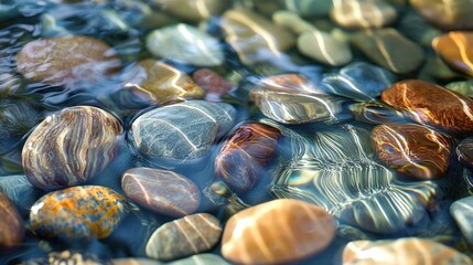 Stones underwater with transparent background