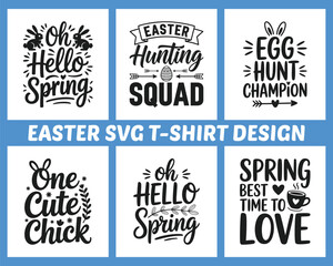 Fototapeta premium Easter SVG T-Shirt Design Bundle – Spring Quotes, Egg Hunt & Cute Chick Typography