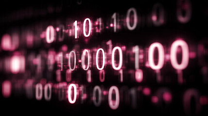 Close view of binary numbers forming a digital surface illustrating computing data structure and information technology systems.