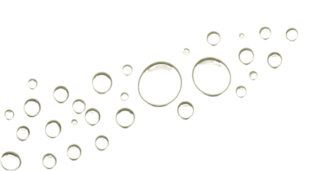 Clear Transparent Water Drops and Bubbles on White Background