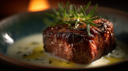 Handcrafted Gourmet Juicy Steak Close-Up