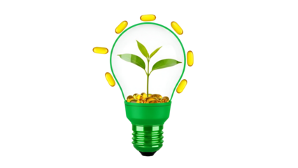 Idea growing in light bulb