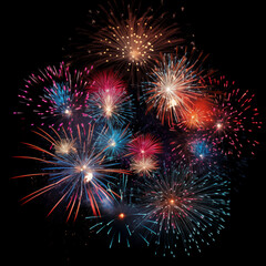 Fototapeta premium Colorful fireworks illuminating the night sky with brilliant bursts of light and color